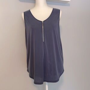 Green Envelope Sleeveless Top blue-green, front zipper, size L